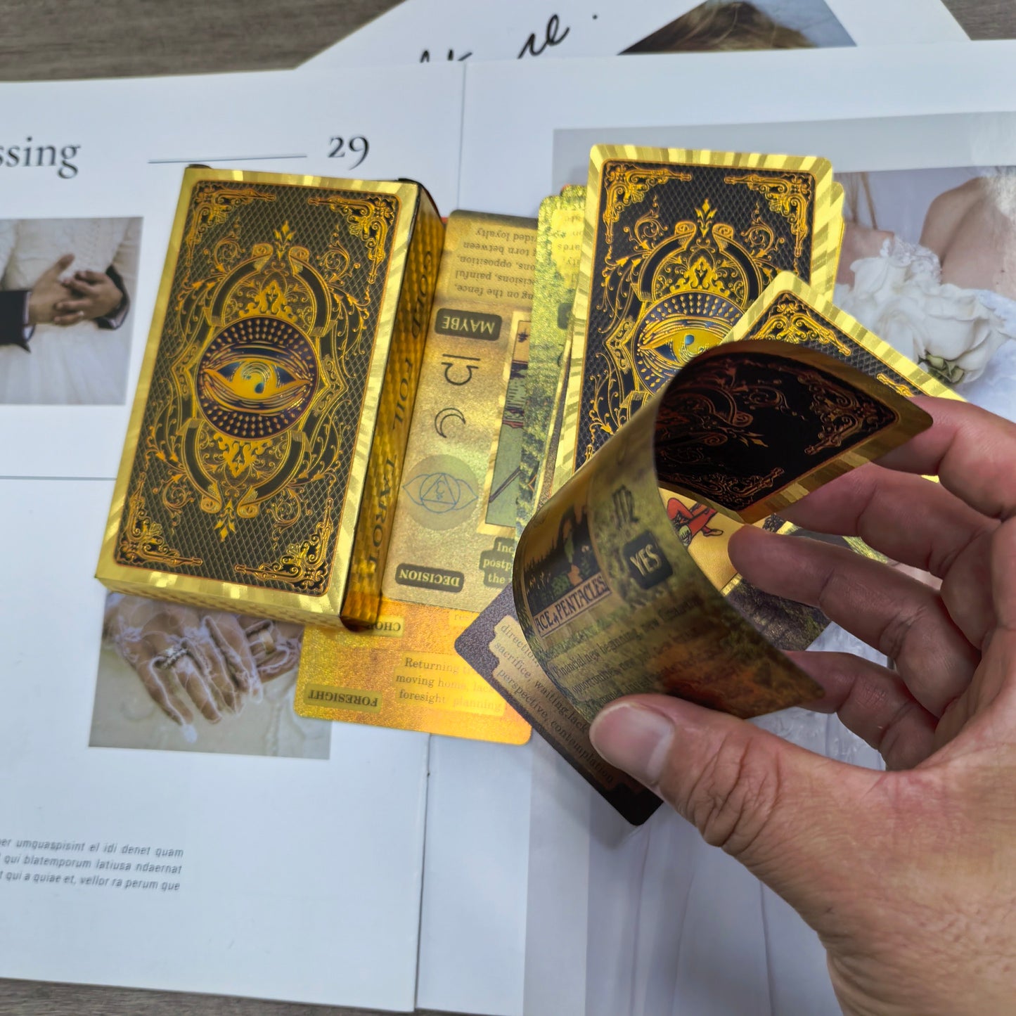 Classic Waite 13*7cm 78 Pcs Tarot Cards for Beginners - Waterproof PET Plastic with Gold Foil