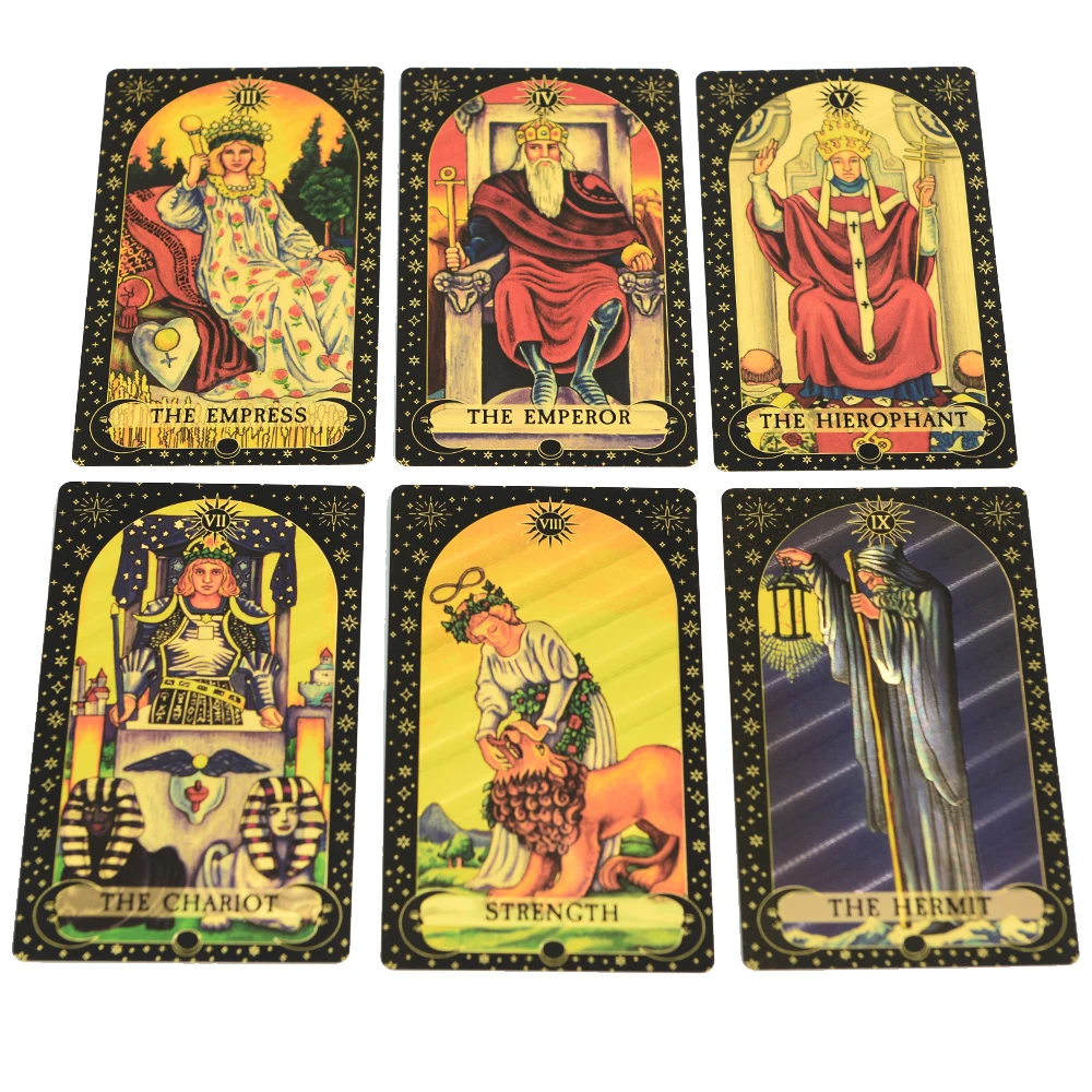 7X12cm New Gold Foil Tarot Card Black English Card Waterproof Game Poker Divination Girl Emotional Interactive Board Game