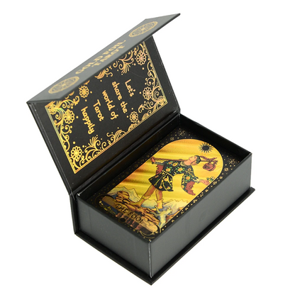 7X12cm New Gold Foil Tarot Card Black English Card Waterproof Game Poker Divination Girl Emotional Interactive Board Game
