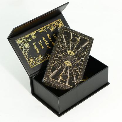 7X12cm New Gold Foil Tarot Card Black English Card Waterproof Game Poker Divination Girl Emotional Interactive Board Game