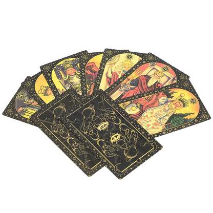 7X12cm New Gold Foil Tarot Card Black English Card Waterproof Game Poker Divination Girl Emotional Interactive Board Game