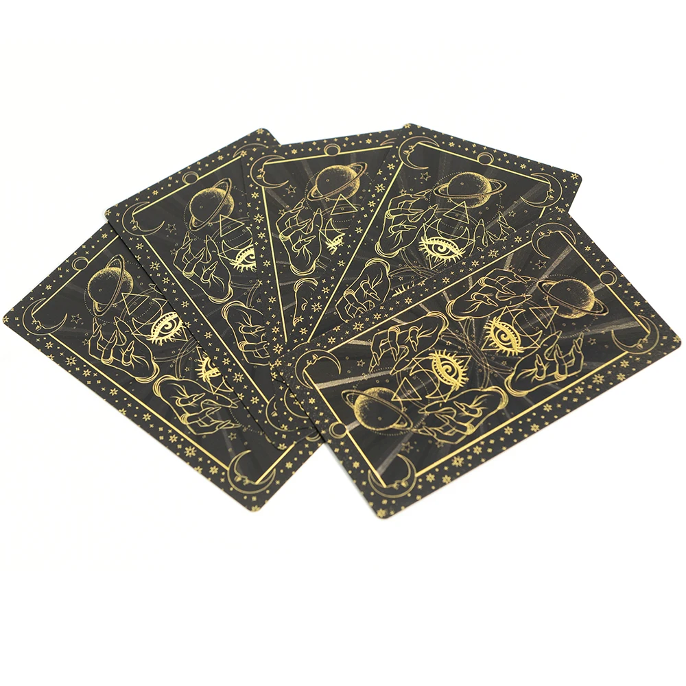 7X12cm New Gold Foil Tarot Card Black English Card Waterproof Game Poker Divination Girl Emotional Interactive Board Game
