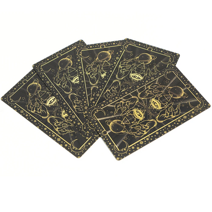 7X12cm New Gold Foil Tarot Card Black English Card Waterproof Game Poker Divination Girl Emotional Interactive Board Game