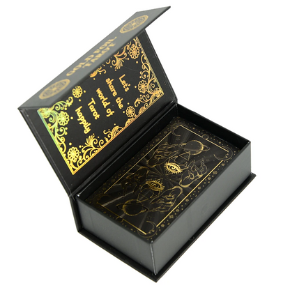 7X12cm New Gold Foil Tarot Card Black English Card Waterproof Game Poker Divination Girl Emotional Interactive Board Game