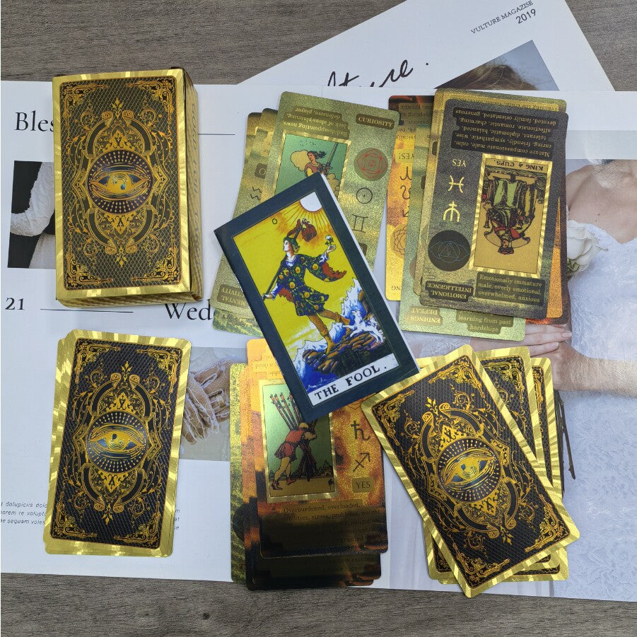 Classic  Waite 13*7cm 78 Pcs Tarot Cards for Beginners - Waterproof PET Plastic with Gold Foil