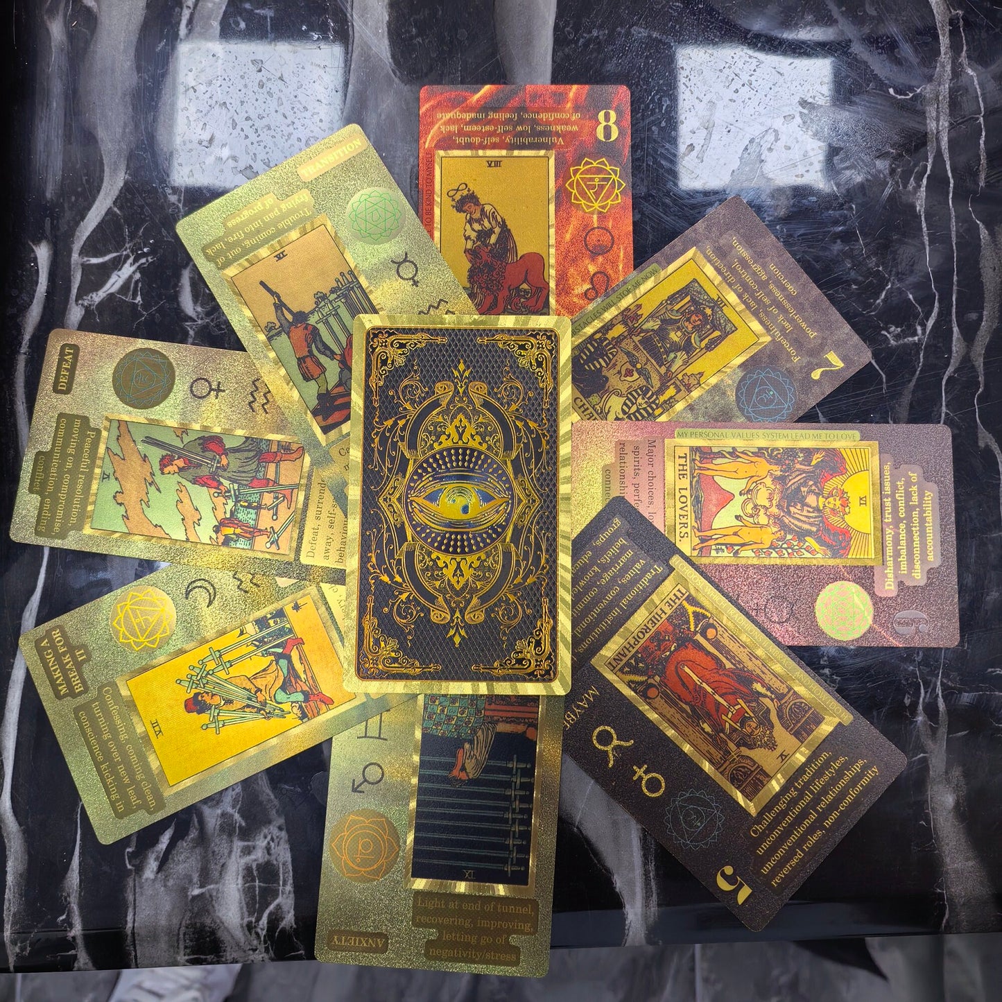 Classic  Waite 13*7cm 78 Pcs Tarot Cards for Beginners - Waterproof PET Plastic with Gold Foil