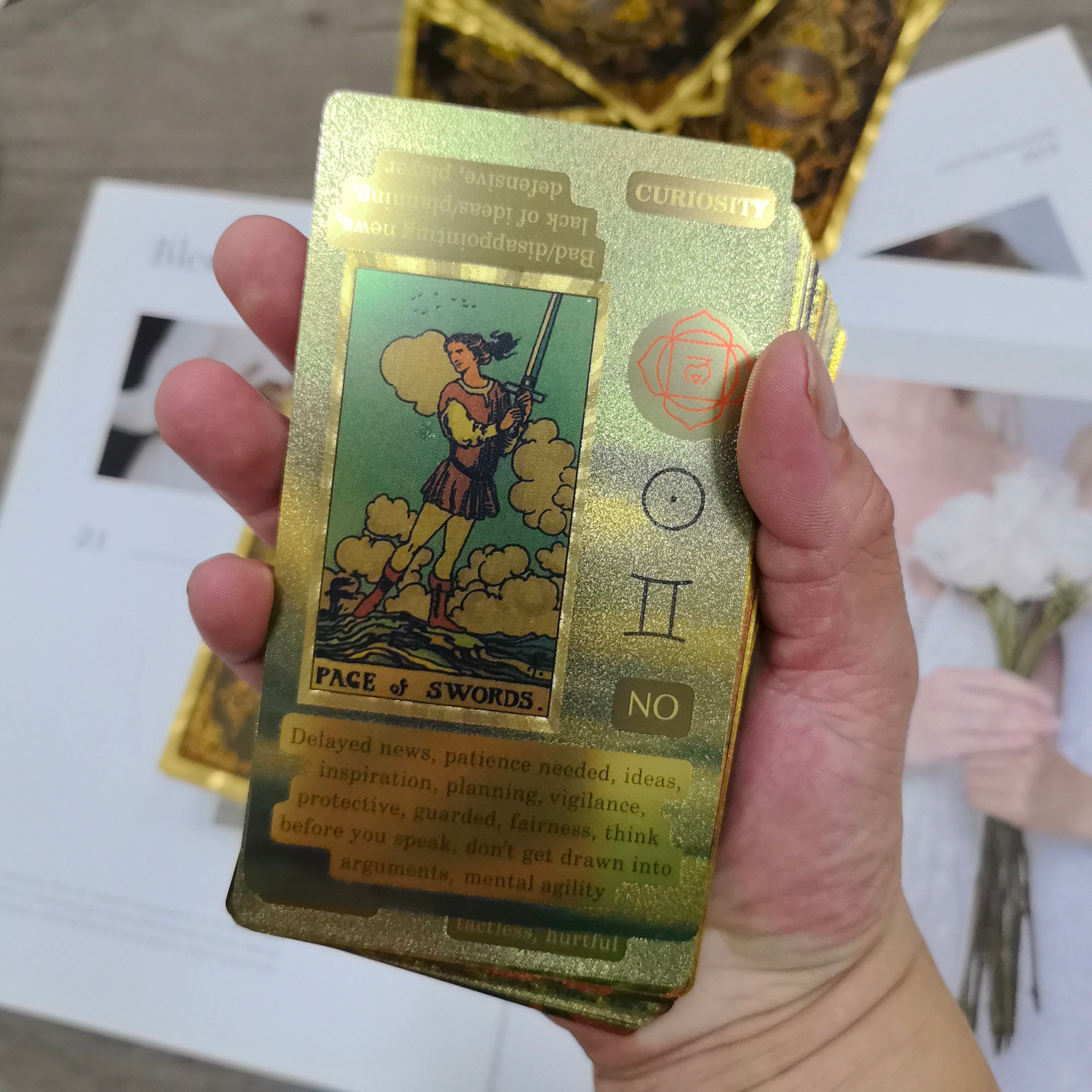 Classic  Waite 13*7cm 78 Pcs Tarot Cards for Beginners - Waterproof PET Plastic with Gold Foil