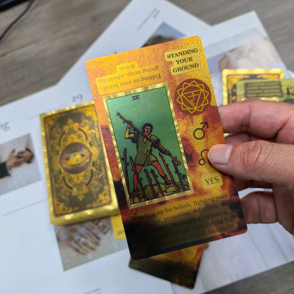 Classic  Waite 13*7cm 78 Pcs Tarot Cards for Beginners - Waterproof PET Plastic with Gold Foil